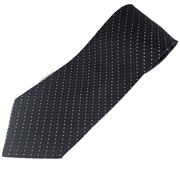 Kasper Silk Necktie, Black w/ Gold Dots - Like New - Picture 1 of 3